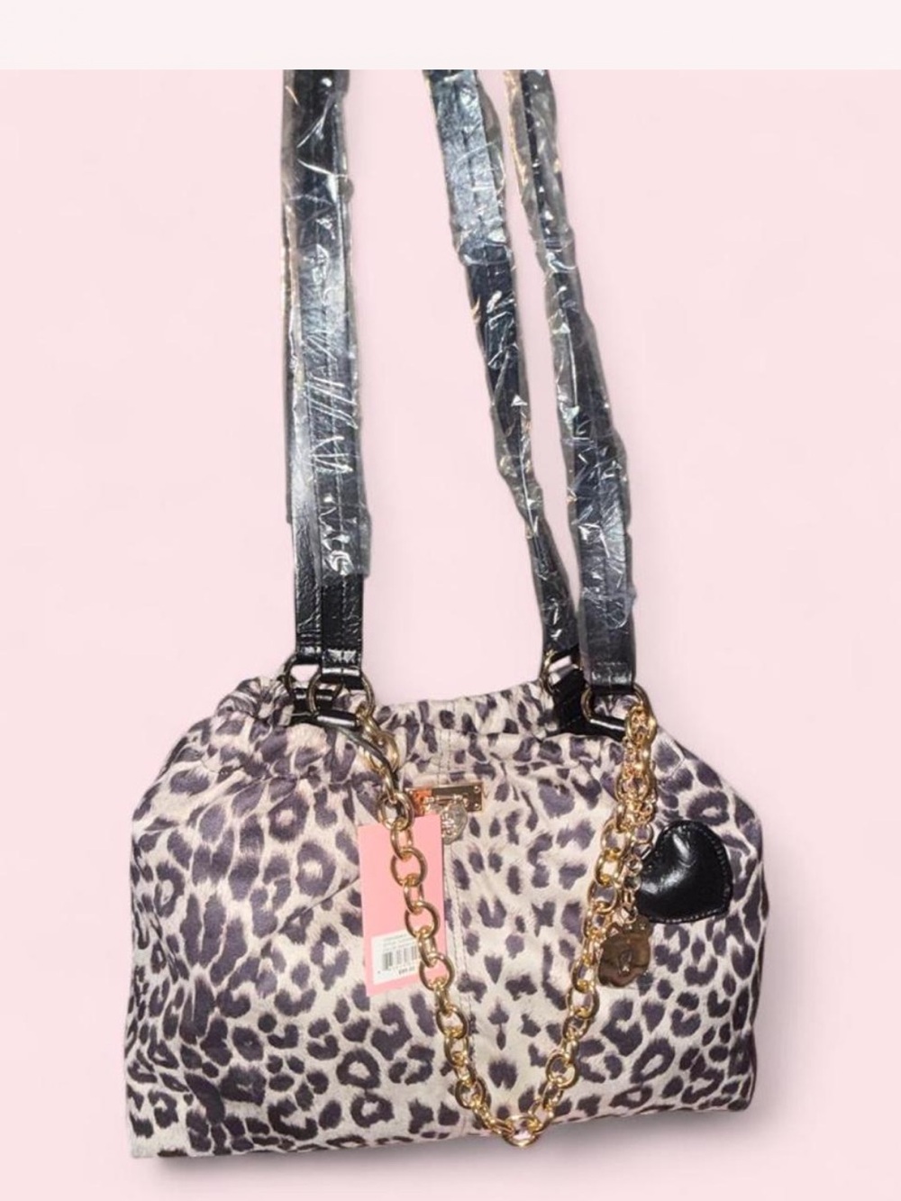 Juicy Couture Leopard Print Shoulder Tote with Gold Chain
